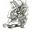 Load image into Gallery viewer, Winged Dragon Cat Holding Medallion Best Temporary Tattoos
