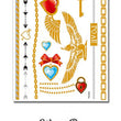 Load image into Gallery viewer, Winged Egyptian Goddess of Gold with Winged Heart and Arrows Metallic Temporary Tattoos
