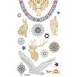Load image into Gallery viewer, Wolf Bobcat Stag Rabbit and Eagle With Jeweled Neckalce Mettalic Temporary Tattoos
