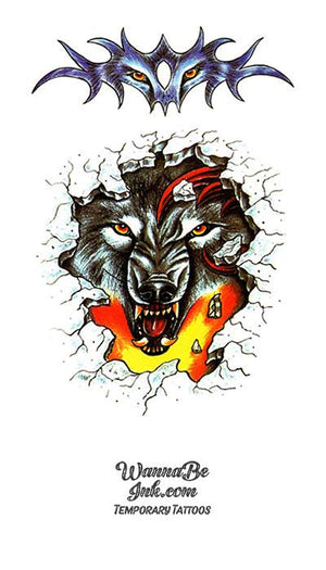 Wolf Breaking Through Stone Best Temporary Tattoos