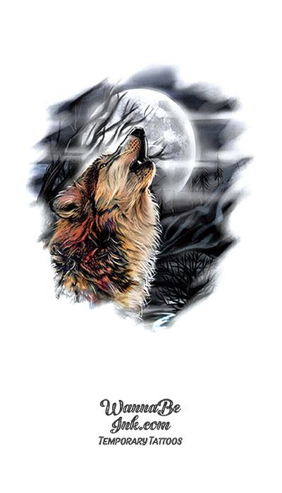 Wolf Howling At The Moon Best Temporary Tattoos
