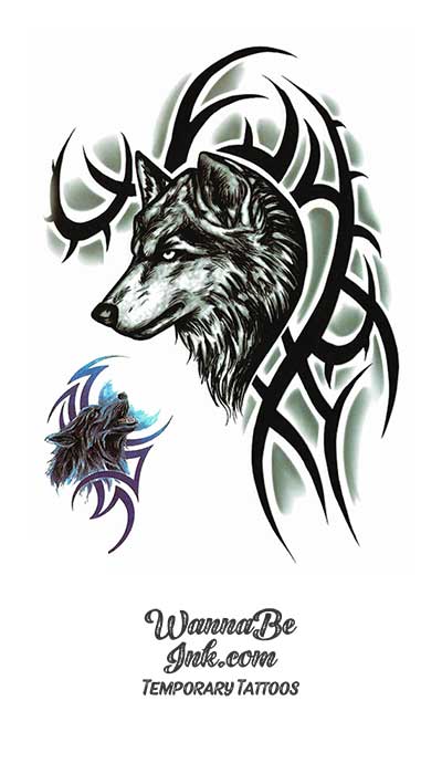 Wolf In Tribal Design Best Temporary Tattoos