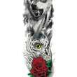 Load image into Gallery viewer, Wolf Snarling Owl Rose Temporary Sleeve Tattoos
