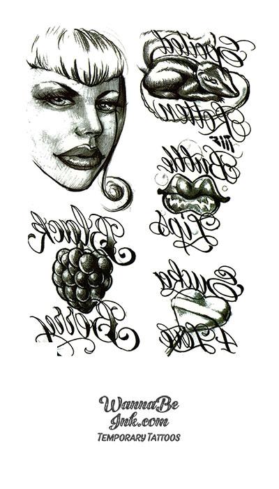 Woman And Bunch of Grapes Best Temporary Tattoos