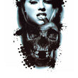 Load image into Gallery viewer, Woman Biting Finger Tip Skull Face Temporary tattoos
