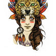 Load image into Gallery viewer, Woman In Jaguar Face Headdress and Feathers Best Temporary Tattoos
