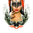 Load image into Gallery viewer, Woman in Masquerade with Rose Crown Best temporary Tattoos
