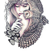 Load image into Gallery viewer, Woman Owl And Butterflies Best Temporary Tattoos
