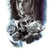 Load image into Gallery viewer, Woman Skull and Roses on Blue Sky Best Temporary Tattoos

