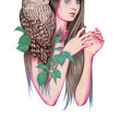 Load image into Gallery viewer, Woman Wearing Roses With Owl Best Temporary Tattoos
