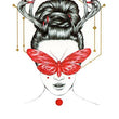 Load image into Gallery viewer, Woman With Red Butterfly Mask and Antlers Best Temporary Tattoos
