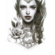 Load image into Gallery viewer, Woman WIth Sun Dial Necklace and Rose Best Temporary Tattoos
