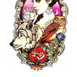 Load image into Gallery viewer, Woman Wolf Owl and Red Rose In Mirror Best Temporary Tattoos
