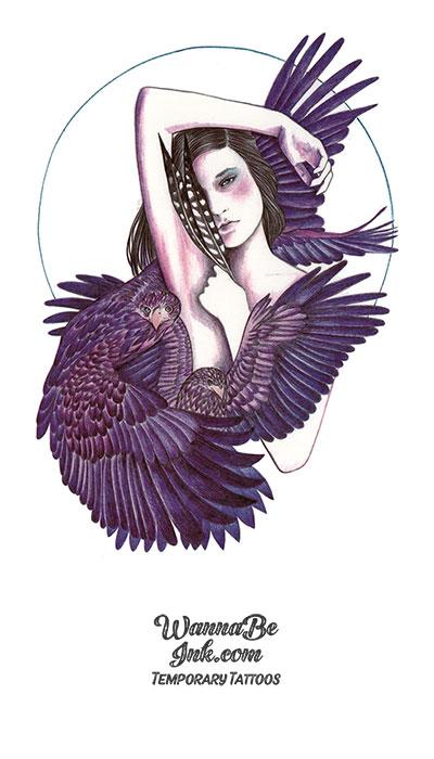 Woman Wrapped In Wings Best Temporary Tattoos