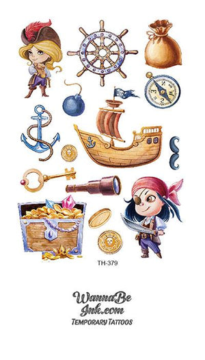 Women Pirates and Ship Best Temporary Tattoos