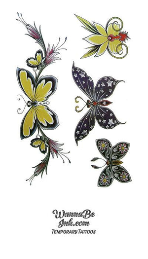 Yellow and Blue Moths Best Temporary Tattoos