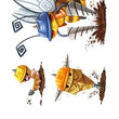 Load image into Gallery viewer, Yellow Bumble Bee in Blue Hat Best temporary Tattoos
