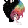 Load image into Gallery viewer, Yin Yang Women with Black and Rainbow Hair Best Temporary Tattoos
