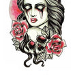 Load image into Gallery viewer, Zombie Bleeding Eyes Woman on Skull Best Temporary Tattoos
